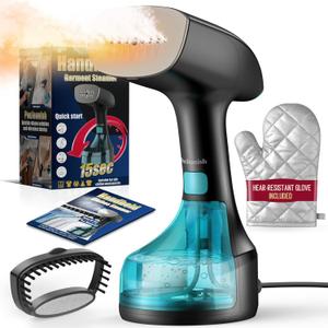 Steamer for Clothes - 1900W Strong Penetrating Steam & Fast Wrinkle Remover Portable Handheld Garment Steamer 3 Steam Settings, Fabric Brush & 300ml Big Capacity, Clothes Steamer Iron for Home Travel (Black)