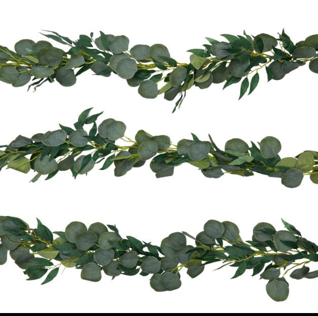 Farmlyn Creek 3 Pack Artificial Eucalyptus Willow Garland, Fake Faux Greenery Leaves, 6.5 Feet