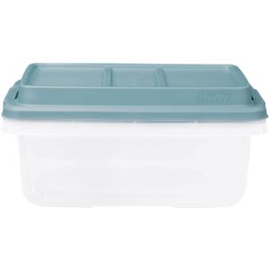 Hefty 18 Quart Hi-Rise Storage Bin with Lid, Stackable Plastic Container for Home, Office, and Classroom Organization, 8 Pack, Smoke Blue