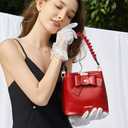 PH PandaHall 1 pc 17 Inch Braided Imitation Leather Replacement Handles Purses Straps Handbags Shoulder Bag Strap with Swivel Lobster Buckles, Red