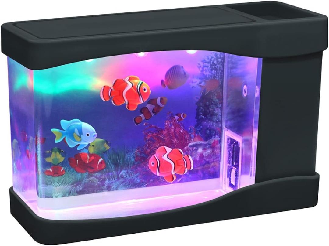 Lightahead Artificial Mini Aquarium A Sensory Multi Colored LED Swimming Fish Tank with Bubbles