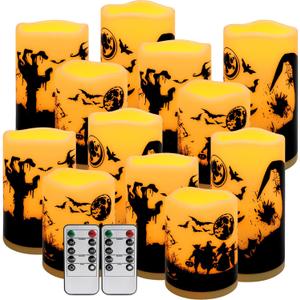 12-Pack Waterproof -Flameless Led CandlesRemote Control and Timer Functions for Halloween and More Decorations3 Sizes
