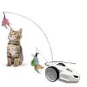 JANOFT 3-in-1 Interactive Cat Toy - 2-Speed Automatic Moving Mouse Cat Toys Self Play with 2pcs Hanging Feather String Ribbon and Wiggly Silicone Mice Tail for Bored Indoor Adult Cats Kittens