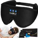 MUSICOZY 3D Bluetooth 5.4 Sleep Headphones, Breathable Wireless Music Eye Mask, Sleeping Headphones with Headband for Side Sleepers, Women, Men, Air Travel, Unique Tech Gifts (Black)