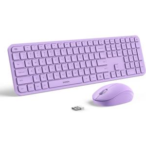 Wireless Keyboard and Mouse Combo  seenda Full Size 2.4G USB Wireless Keyboard Mouse Set, Quiet Cordless Computer Keyboard Mouse for Windows, Laptop, PC  Purple