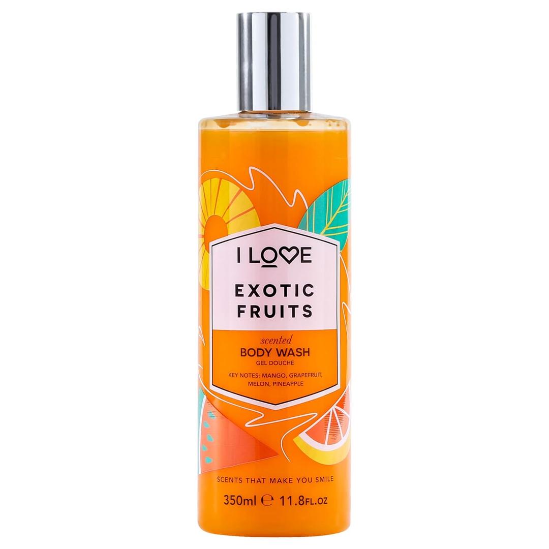 I Love Exotic Fruit Scented Body Wash - Moisturizing Body Wash and Foaming Bubble Bath - Mango, Grapefruit, and Melon Fragrance - 12.7 oz