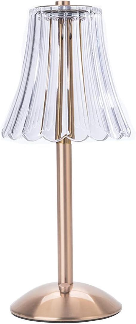 HEQET Cordless Table Lamps for Home,Table,Dining Room, Gold Rechargeable Lamps, USB Charge 12'' Tall LED Brass Portable Outdoor Indoor Table Lamp with Built-in Dimmer (Champagne Gold)