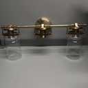 3-Light Brushed Gold Vanity Lights, E26 Modern Bathroom Light Fixtures with Clear Glass Shade, Wall Lamps for Mirror Kitchen Hallway Cabinet Living Room Sconces Lights