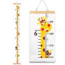 Mibote Baby Growth Height Chart Handing Ruler Wall Decor for Kids, Canvas Removable Height Growth Chart 79" x 7.9" (Giraffe)