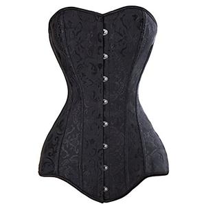 KIWI RATA Women s Hourglass Longline Overbust Corset Steel Boned Long Torso Waist Training Bustier Black XXX-Large