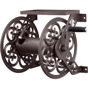 Liberty Garden 708 Steel Decorative Wall Mount Garden Hose Reel, Holds 125-Feet of 5/8-Inch Hose - Bronze