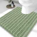 Smiry Bathroom Toilet Rugs U Shaped 24x20, Extra Soft Absorbent Non Slip Rubber Backing Chenille Contour Bath Rugs for Toilet, Machine Washable Contoured Bath Mats, Sage Green