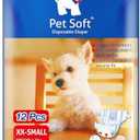 Pet Soft Doggie Diapers - Disposable Dog Diapers for Female in Heat Period or Urine Incontinence, Puppy & Cat Diapers Ultra Absorbent 12pcs XXSmall