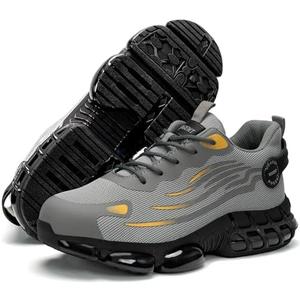  Hogent Steel Toe Shoes for Men Women Composite Toe Work Sneakers Indestructible Safety Tennis Shoes Lightweight Breathable Construction Sneakers Puncture Proof Air Cushion Ergonomic Design Grey 41