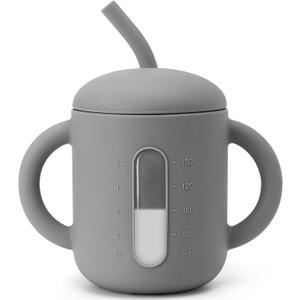 SAMiGO Silicone Sippy Cup, Baby Straw Cup for 6 12 18 Months, Sippy Cup with Straw for Toddlers 1-3 Years, Baby Water Cup for Drinking and Training, 6 oz (Timeless)