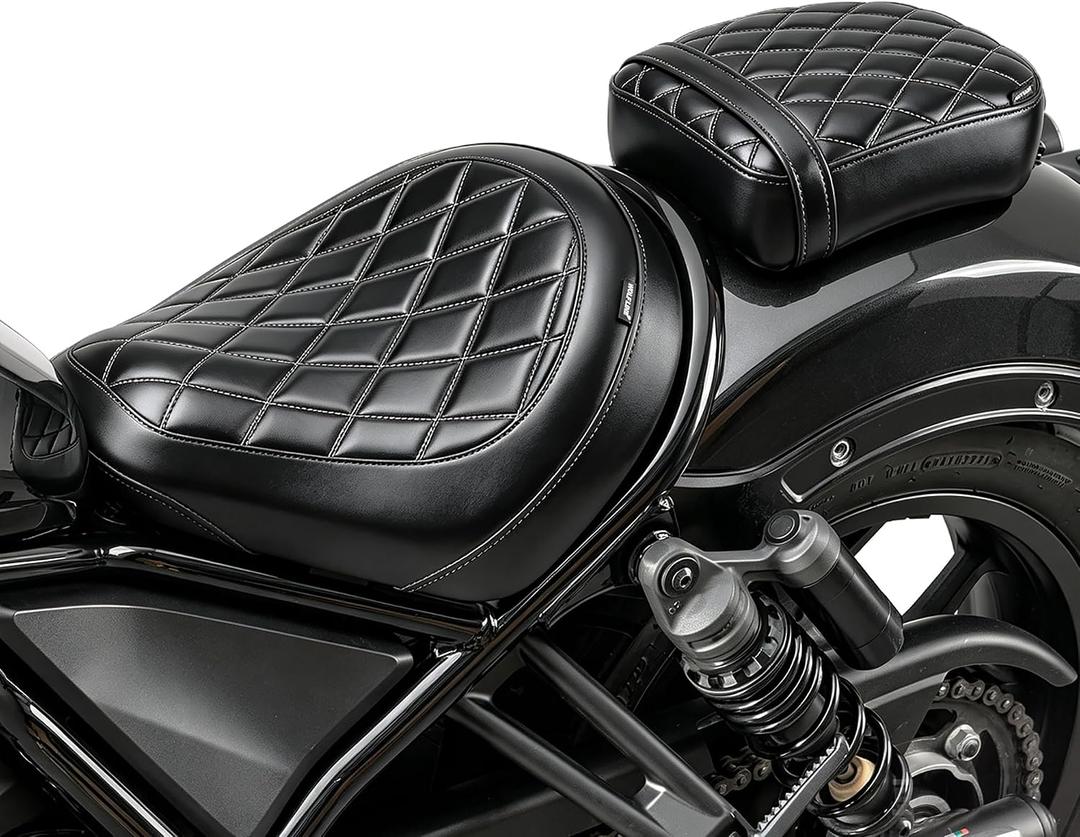 Rider Passenger Comfort Seat Saddle Fit for CMX1100 Rebel 1100 2021-2026
Great Upgrade, Comfortable for Long Rides, Fast Easy Install, Better Cushioning, Custom Diamond Pattern, Breathable Leather