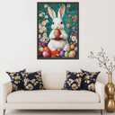Sumllee 1000 Piece White Easter Bunny Jigsaw Puzzle for Adults, Easter Eggs Puzzle, Challenging Family Activity Game, Colorful DIY Handwork Craft, Home Decor Gift, 27x20 Inches