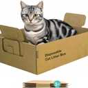 3 Packs of Disposable cat Litter Boxes17.2'' x 12.2'' x 5.3''. 100% Recyclable Paper, eco-Friendly and Healthy. with Convenient Handles, Waterproof and Durable. Perfect for Home or Travel.