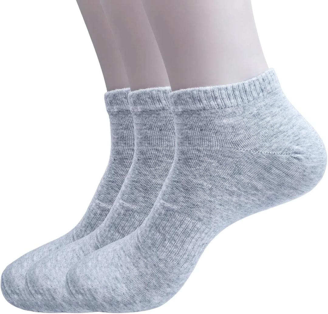 Men's & Women's Everyday Thin Breathable Socks - 3 Pairs Casual Comfort for All Seasons, Size 8-13(Ankle Gray) (Gray)