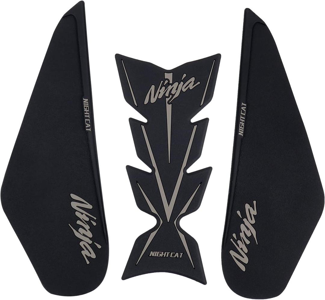 Compatible Kawasaki Ninja 400 Motorcycle Tank Pad Kit Side Knee Guard Sticker Fuel Tank Protector (Black)