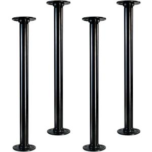 GeilSpace 18" Industrial Pipe Table Legs, Metal Pipes and Flanges for Custom Vintage Tables and Furniture, Rustic DIY Desk Legs, Shelf Support, Set of 4 (1" 18", Black)