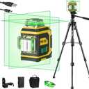 PREXISO Rechargeable 360 Self Leveling Green Laser Level with Tripod, Magnetic Base, Glasses - For Construction, Tile, Home Renovation