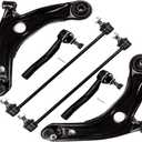 6-PC SET Suspension Kit fit 2007-2014 for Toyota for Yaris 2012-2016 for Toyota for Prius C Front Lower Control Arm and Ball Joint Outer Tie Rod End Sway Bar Link