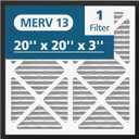 20x20x3 MERV 13 Air Filter Compatible with Zephyr VGF Series 20x20x3 Whole Home Deep Pleated Return Air Grille Filter, MERV 13 Air Filtration System, White, 1 Pack