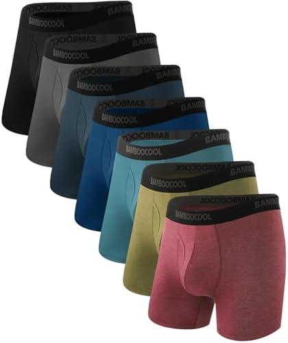 BAMBOO COOL Men's Underwear Breathable Boxer Briefs with Fly Moisture-Wicking Lightweight Underwear 7-Pack XL BAMBOO COOL Men's Underwear Breathable Boxer Briefs with Fly Moisture-Wicking Lightweight Underwear 7-Pack XL