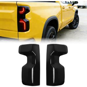 Tail Light Lamp Cover Compatible with 2019-2025 Chevy Chevrolet Silverado Taillight Guard Cover Lens Trim Bezel Frame Pair Smoked Black