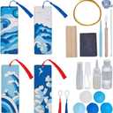 WEBEEDY 4 Sets DIY Cloisonne Enamel Bookmark Kit Wave Craft Bookmark Making Set for Adults Beginner,Blank Bookmarks with Tassels for DIY Crafts Book Accessories Home Office Reading Supplies