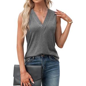 Agnes Urban Womens V Neck Tank Tops Dressy Summer Sleeveless Shirts Casual Loose Tunic Tops Blouses T Shirts, XL