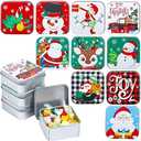 20 Pcs Christmas Cookie Tins with Lids Christmas Tins and Boxes Santa Snowman Elk Candy Box Tinplate Candy Bins Decorative Novelty Treat Gift Funny Stocking Stuffers for Holiday Gifts