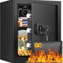 16.53'' Tall Fireproof Safe Box, 2.3 Cuft Home Safety Box with Fireproof Waterproof Bag, Anti-Theft Security Document Safe with Combination Lock & Removable Shelf, Large Safes for Home Cash Medicine