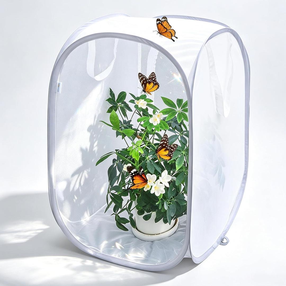 Pop-up Insect and Butterfly Habitat Cage Terrarium Clear Mesh Enclosure - 16" x 16" x 24"