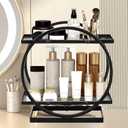 WRINGKIT 2 Tier Perfume Organizer for Dresser, Black Bathroom Vanity Counter Organizer, High-Capacity Iron Cosmetics Storage Display Rack, Skincare Make Up Holder for Dresser