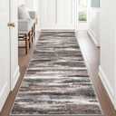 Lansny Modern Abstract Runner Rug 3x8, Dark Light Brown White Washable Kitchen Runner Non-Slip Soft Hallway Rug Runner Thin Print Faux Wool Carpet for Entryway Bedroom Laundry Room Indoor