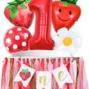Strawberry First Birthday High Chair Banner Mylar Balloons Strawberry First Birthday Decorations Sweet One Party Supplies Photo Prop