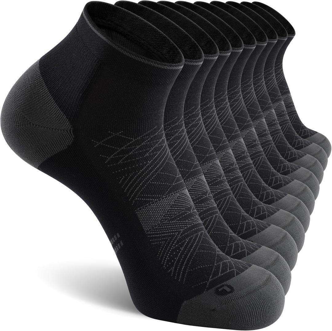 CS CELERSPORT 5 Pairs Compression Socks for Men and Women Running Athletic Ankle Socks, Black (5 Pairs), Large/ X-Large