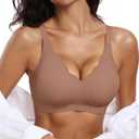 OEAK Womens Wireless Bras Push Up Support Full Coverage Bralettes No Underwire Bra Comfortable Everyday Seamless Tshirt Bras (XX-Large, Coffee)