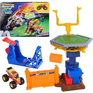 Monster Jam Smash & Bash Crash Course Playset with Launcher, Exclusive 1:64 Scale Monster Truck, 16-inch Obstacle Tower with Trampoline, Kids Toys for Boy and Girls Ages 3 and up