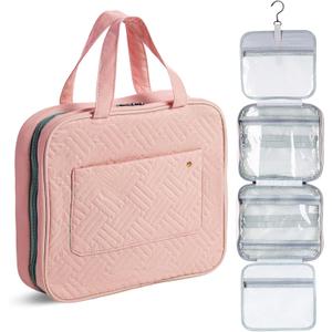Ms. Pen-Travel Toiletry Bag Organizers, Baby Pink, Makeup Travel Bag for Toiletries with Hanging Hook, Water-Resistant