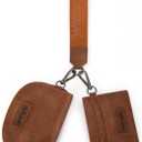 Wrangler KeyChain Wallet Wristlet Wallets for Women Dual Pouch Wristlet Rfid Blocking Credit Card Holder Wallet (Brown)