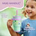 KXIAOCHEN Toddler Tumbler 2-Pack, 14 oz Spill-Proof Straw Cups with Handles | 18/8 stainless steel, BPA-free, silicone base, cupholder friendly, keeps cold 24 hours for kids at home, daycare or travel
