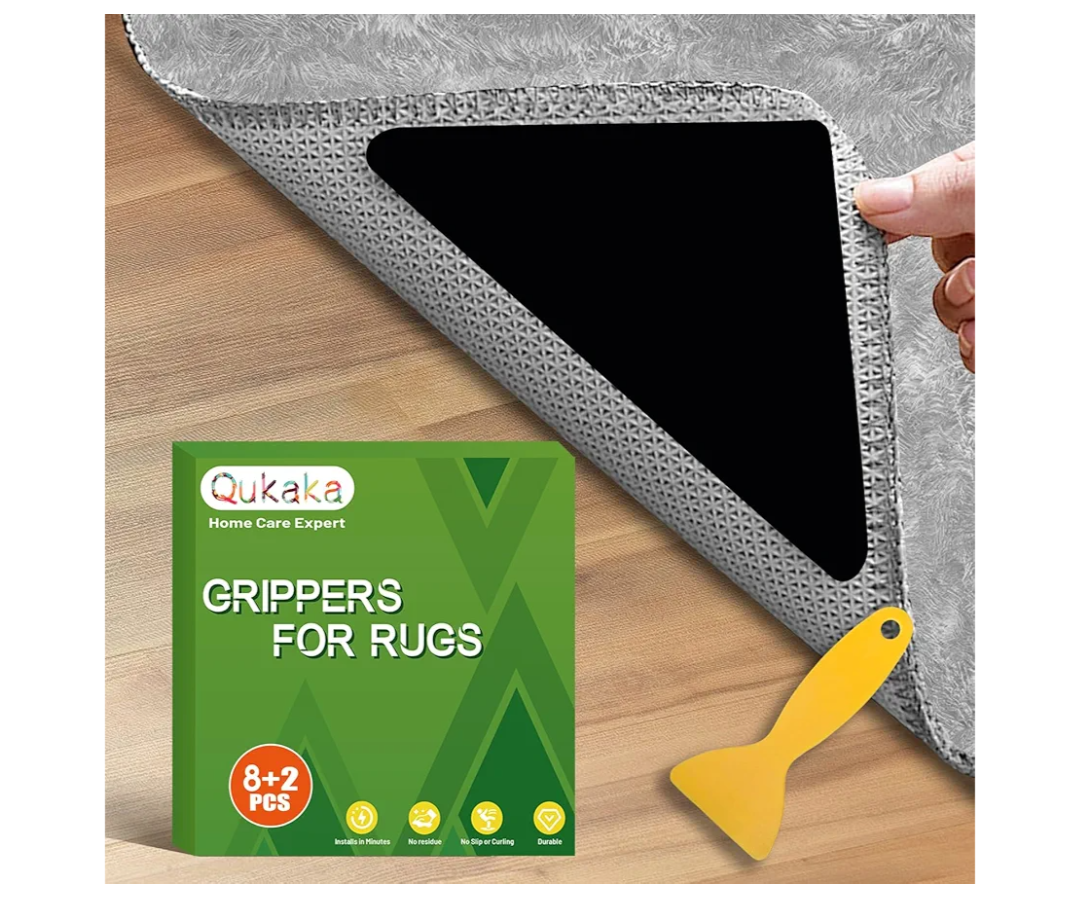 12+2PCS Non Skid Rug Backing for Hardwood Floors and Tiles,Reusable and Washable Non Slip Rug Pads,Rug Tape Hardwood Floor No Damage,Home Decor Apartment Essentials Carpet Tape for Area Rugs