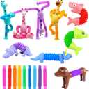 Kryfa Telescopic Pop Tube Giraffe Toys, Road Trip Activities for Kids, Airplane Toys for Toddlers 3-5, Toddler Car Activities (18 PCS)