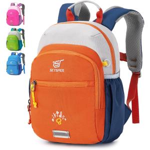 SKYSPER Toddler Backpack for Girls Boys Age 2-8, Cute Small Kids Backpack for Preschool Kindergarten and Travel, Orange