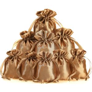 50 Pieces 3 x 4 Satin Bags with Drawstring Gift Pouch Mini Jewelry Small Wedding Favor Bags Smooth Soft Satin Fabric Candy Pouches for Baby Shower Decoration(Old Gold)