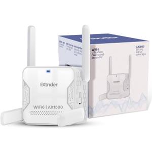 WiFi Extender AX1500 Signal Booster Long Range, Covers 13,000 Sq.Ft & 100+ Devices, 1500Mbps Dual-Band 5.8GHz & 2.4GHz WiFi Extender with Ethernet Port, No Dead Zones & Lag, Secure WiFi Booster