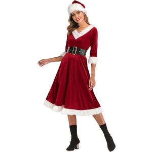 Women Mrs Santa Claus Costume Elegant Sweetie Christmas Fancy Dress Outfit (Medium)
